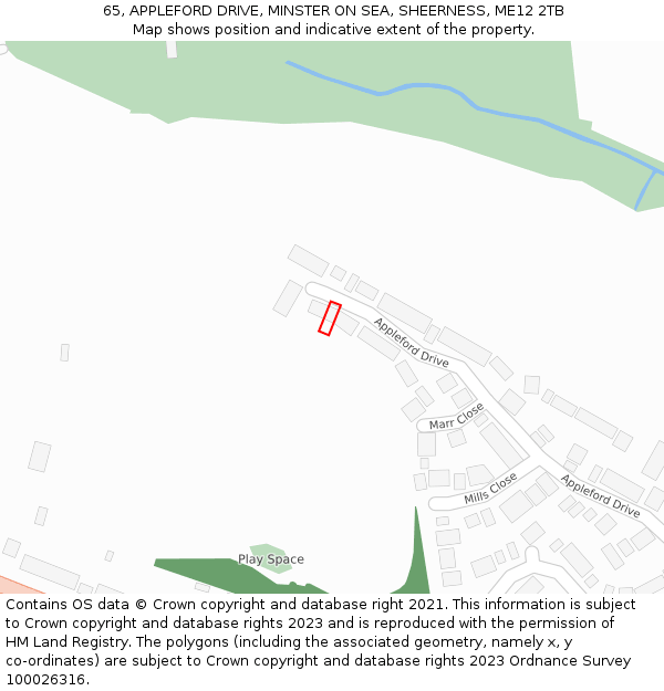65, APPLEFORD DRIVE, MINSTER ON SEA, SHEERNESS, ME12 2TB: Location map and indicative extent of plot