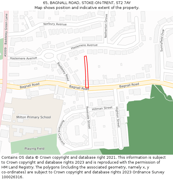 65, BAGNALL ROAD, STOKE-ON-TRENT, ST2 7AY: Location map and indicative extent of plot