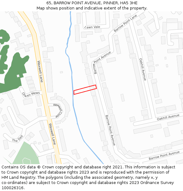 65, BARROW POINT AVENUE, PINNER, HA5 3HE: Location map and indicative extent of plot