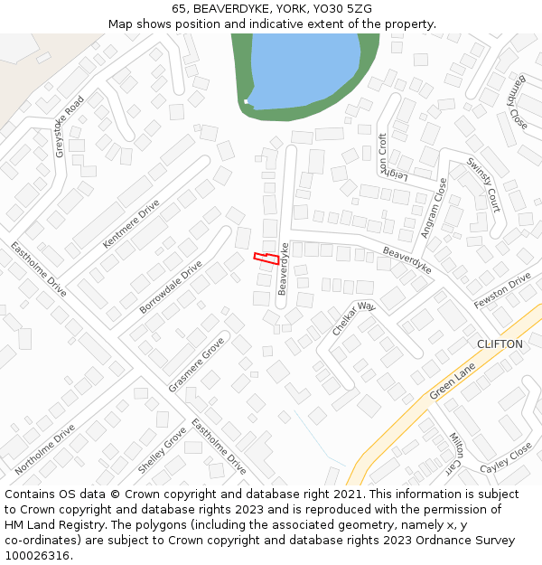 65, BEAVERDYKE, YORK, YO30 5ZG: Location map and indicative extent of plot