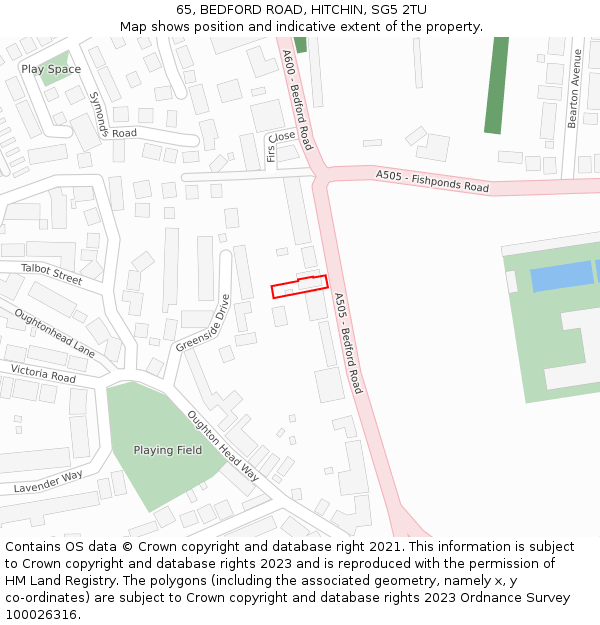 65, BEDFORD ROAD, HITCHIN, SG5 2TU: Location map and indicative extent of plot