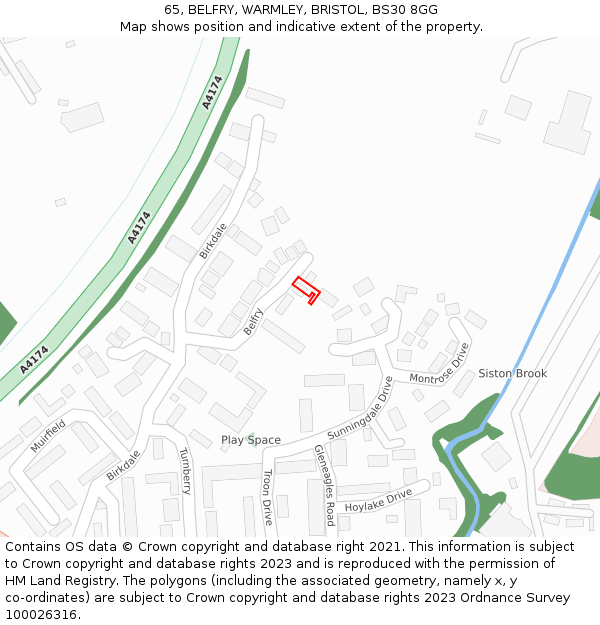 65, BELFRY, WARMLEY, BRISTOL, BS30 8GG: Location map and indicative extent of plot