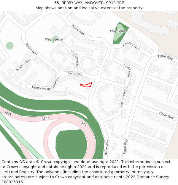 65, BERRY WAY, ANDOVER, SP10 3RZ: Location map and indicative extent of plot