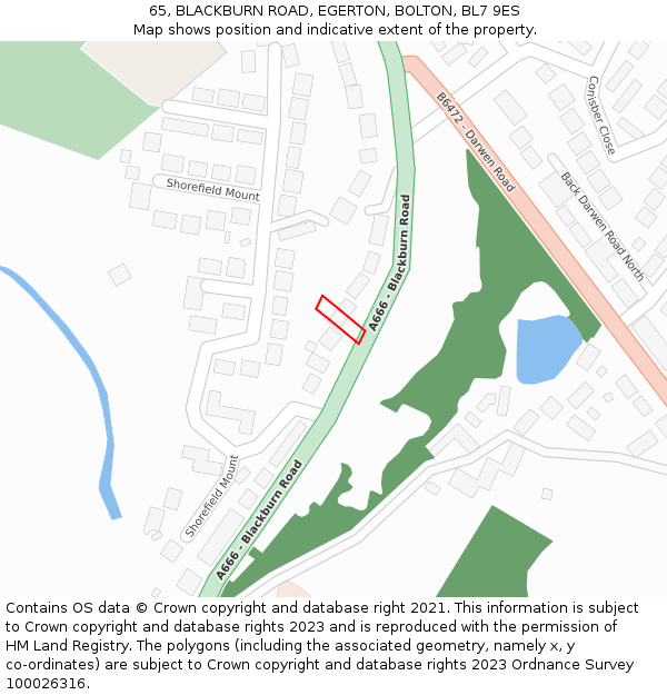 65, BLACKBURN ROAD, EGERTON, BOLTON, BL7 9ES: Location map and indicative extent of plot