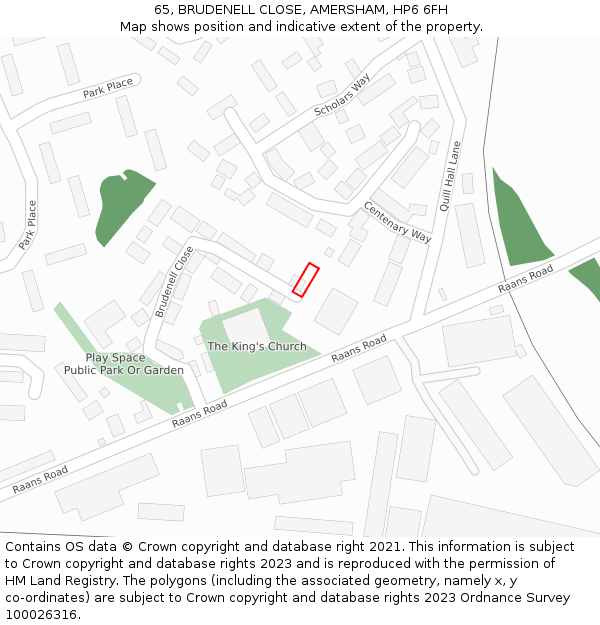 65, BRUDENELL CLOSE, AMERSHAM, HP6 6FH: Location map and indicative extent of plot