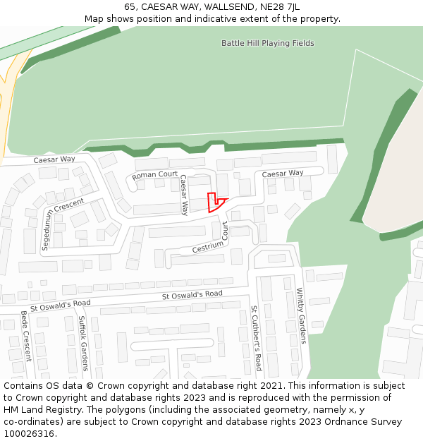 65, CAESAR WAY, WALLSEND, NE28 7JL: Location map and indicative extent of plot