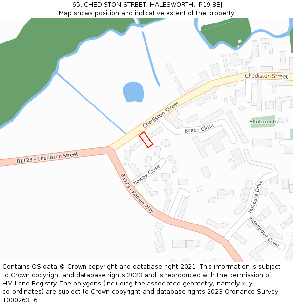 65, CHEDISTON STREET, HALESWORTH, IP19 8BJ: Location map and indicative extent of plot