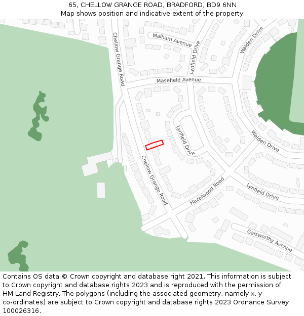 65, CHELLOW GRANGE ROAD, BRADFORD, BD9 6NN: Location map and indicative extent of plot