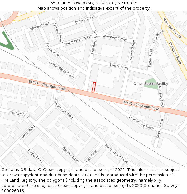 65, CHEPSTOW ROAD, NEWPORT, NP19 8BY: Location map and indicative extent of plot