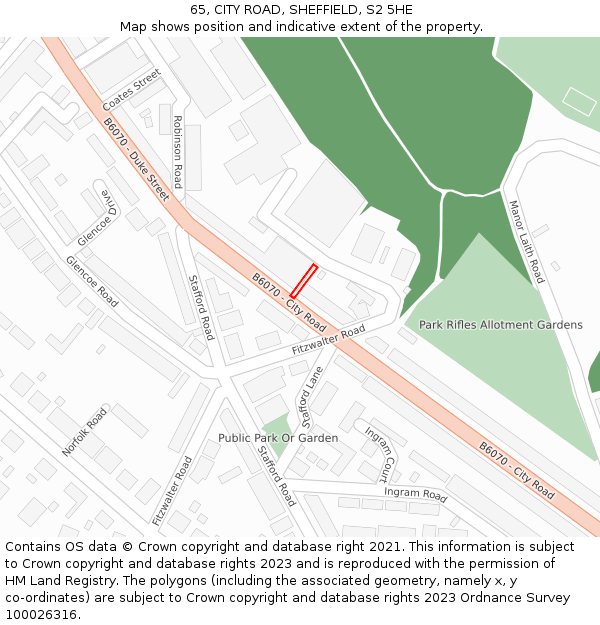 65, CITY ROAD, SHEFFIELD, S2 5HE: Location map and indicative extent of plot