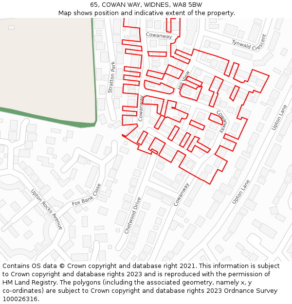 65, COWAN WAY, WIDNES, WA8 5BW: Location map and indicative extent of plot