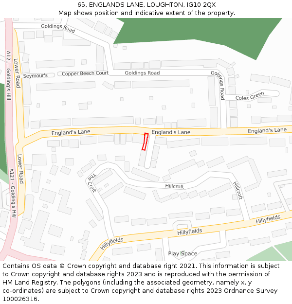 65, ENGLANDS LANE, LOUGHTON, IG10 2QX: Location map and indicative extent of plot