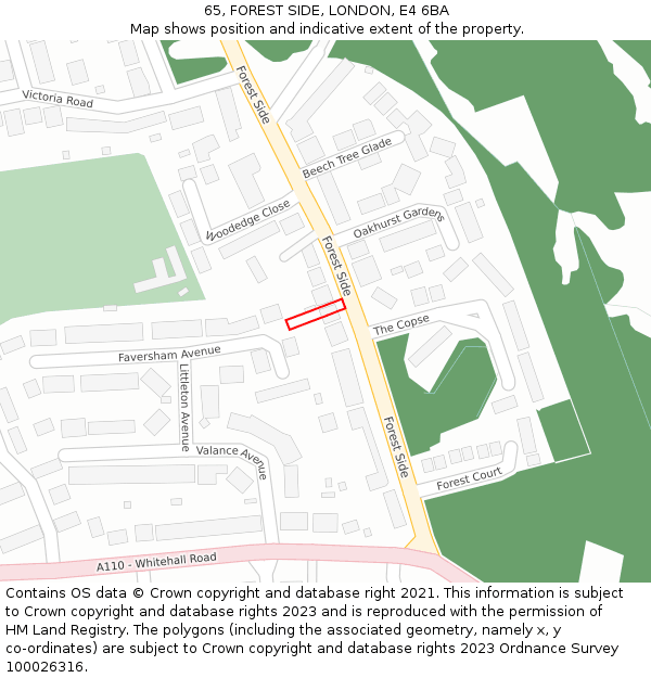 65, FOREST SIDE, LONDON, E4 6BA: Location map and indicative extent of plot