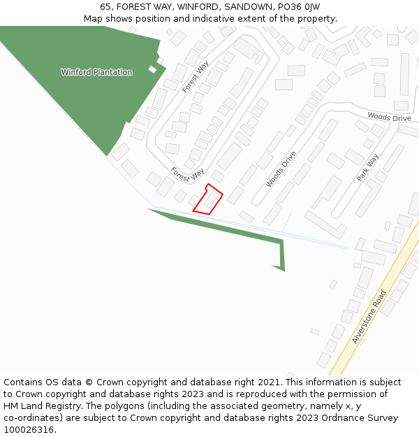 65, FOREST WAY, WINFORD, SANDOWN, PO36 0JW: Location map and indicative extent of plot