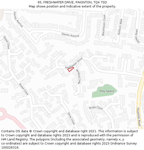 65, FRESHWATER DRIVE, PAIGNTON, TQ4 7SD: Location map and indicative extent of plot