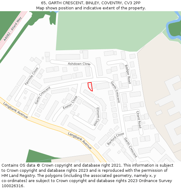 65, GARTH CRESCENT, BINLEY, COVENTRY, CV3 2PP: Location map and indicative extent of plot