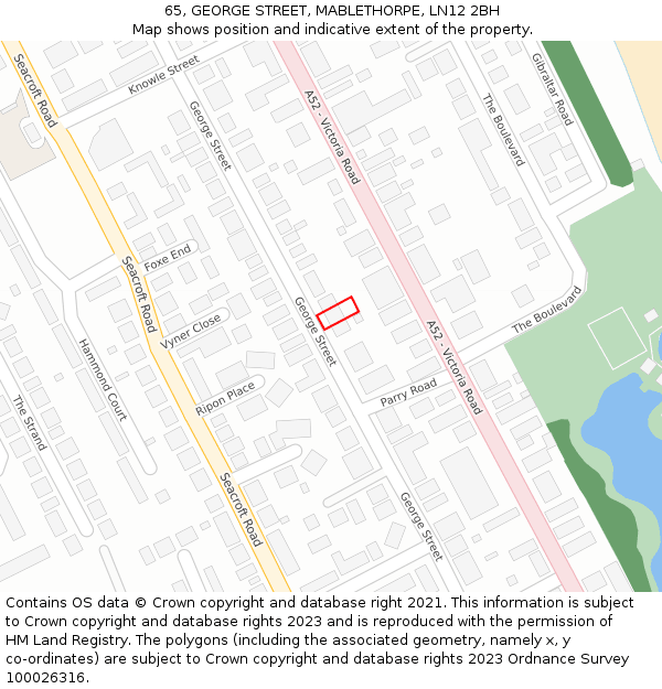 65, GEORGE STREET, MABLETHORPE, LN12 2BH: Location map and indicative extent of plot