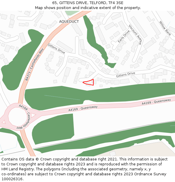 65, GITTENS DRIVE, TELFORD, TF4 3SE: Location map and indicative extent of plot