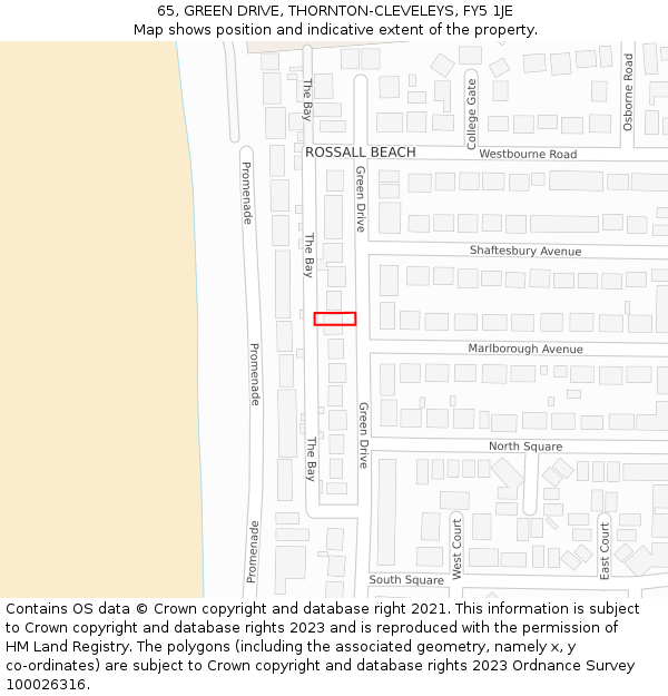 65, GREEN DRIVE, THORNTON-CLEVELEYS, FY5 1JE: Location map and indicative extent of plot