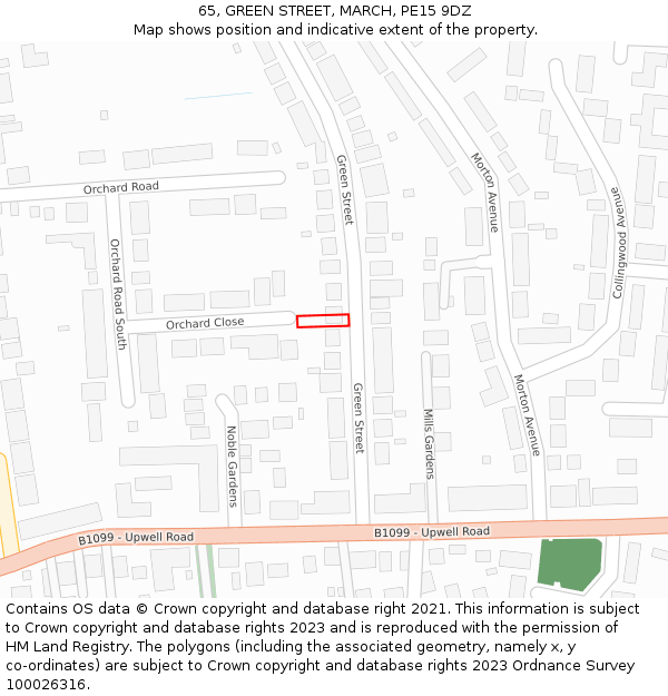 65, GREEN STREET, MARCH, PE15 9DZ: Location map and indicative extent of plot