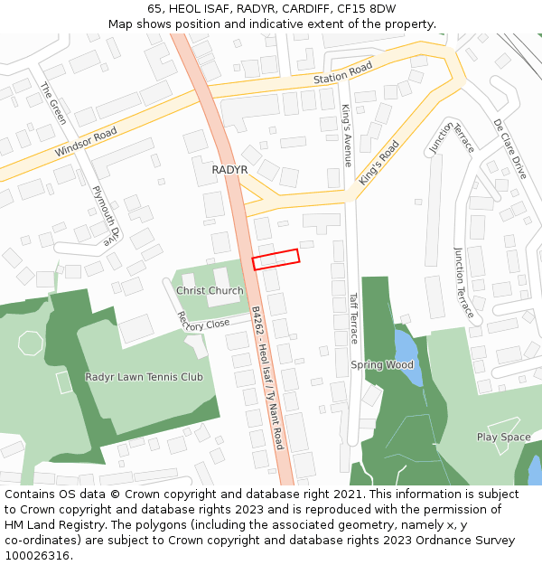 65, HEOL ISAF, RADYR, CARDIFF, CF15 8DW: Location map and indicative extent of plot