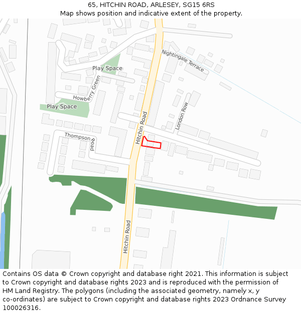 65, HITCHIN ROAD, ARLESEY, SG15 6RS: Location map and indicative extent of plot