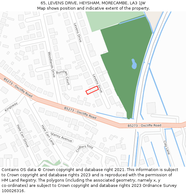 65, LEVENS DRIVE, HEYSHAM, MORECAMBE, LA3 1JW: Location map and indicative extent of plot