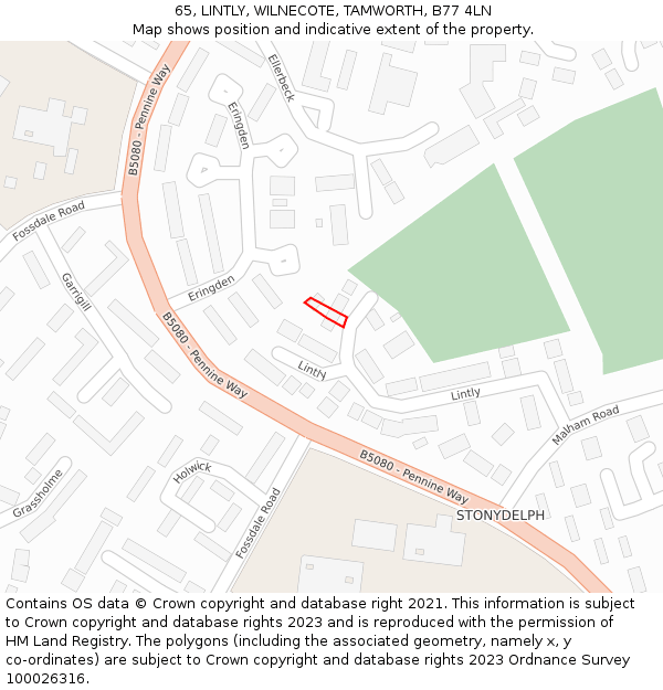 65, LINTLY, WILNECOTE, TAMWORTH, B77 4LN: Location map and indicative extent of plot