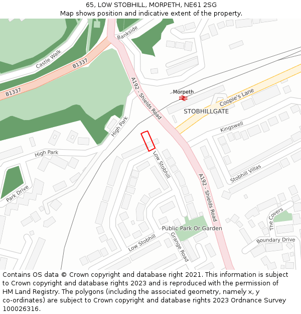 65, LOW STOBHILL, MORPETH, NE61 2SG: Location map and indicative extent of plot