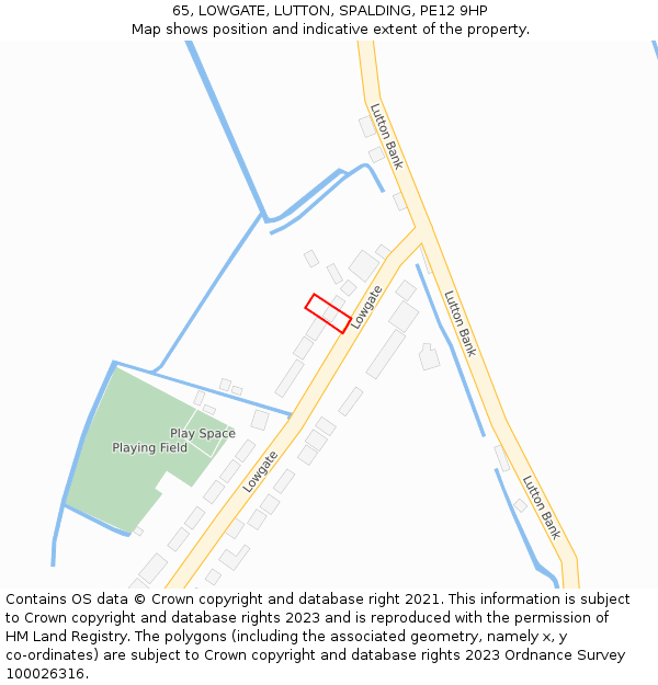 65, LOWGATE, LUTTON, SPALDING, PE12 9HP: Location map and indicative extent of plot