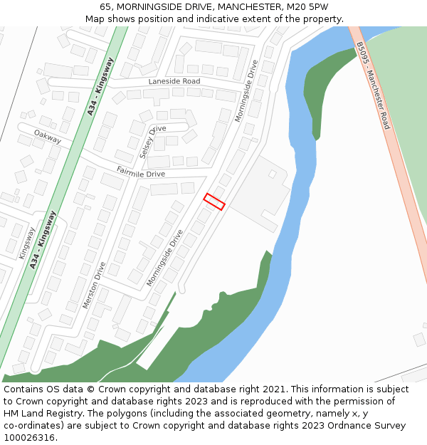 65, MORNINGSIDE DRIVE, MANCHESTER, M20 5PW: Location map and indicative extent of plot