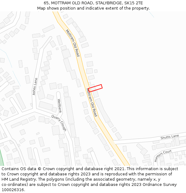 65, MOTTRAM OLD ROAD, STALYBRIDGE, SK15 2TE: Location map and indicative extent of plot