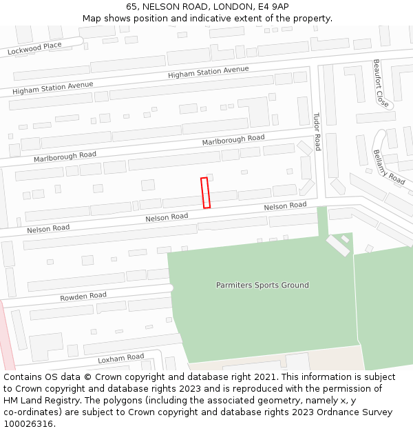 65, NELSON ROAD, LONDON, E4 9AP: Location map and indicative extent of plot