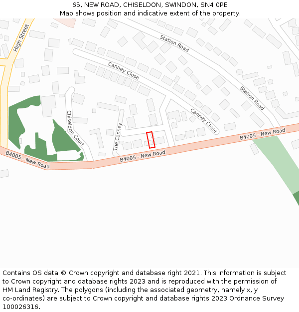 65, NEW ROAD, CHISELDON, SWINDON, SN4 0PE: Location map and indicative extent of plot