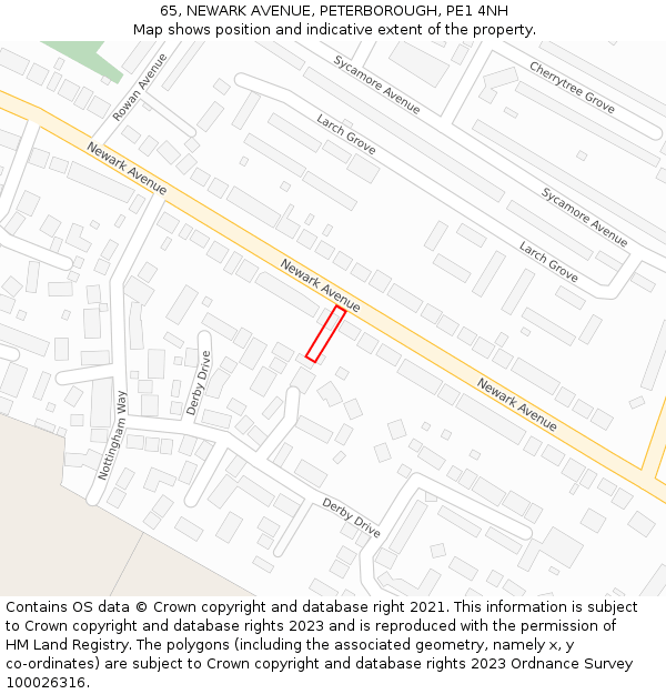 65, NEWARK AVENUE, PETERBOROUGH, PE1 4NH: Location map and indicative extent of plot