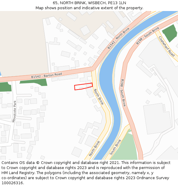 65, NORTH BRINK, WISBECH, PE13 1LN: Location map and indicative extent of plot