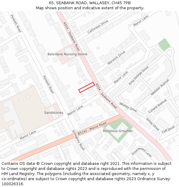 65, SEABANK ROAD, WALLASEY, CH45 7PB: Location map and indicative extent of plot