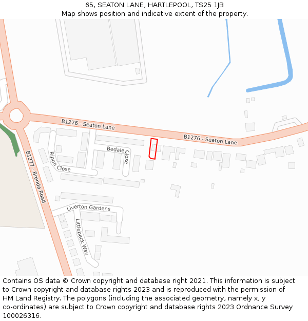 65, SEATON LANE, HARTLEPOOL, TS25 1JB: Location map and indicative extent of plot