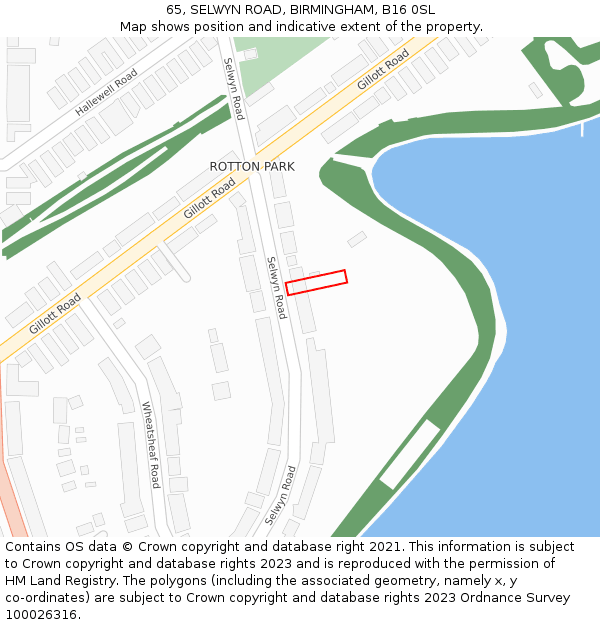 65, SELWYN ROAD, BIRMINGHAM, B16 0SL: Location map and indicative extent of plot