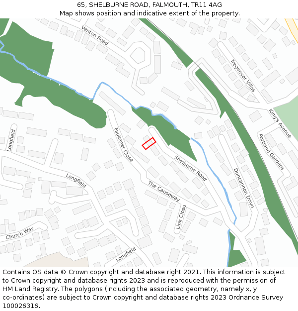 65, SHELBURNE ROAD, FALMOUTH, TR11 4AG: Location map and indicative extent of plot