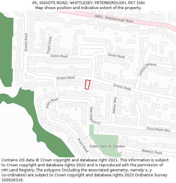 65, SNOOTS ROAD, WHITTLESEY, PETERBOROUGH, PE7 1NN: Location map and indicative extent of plot