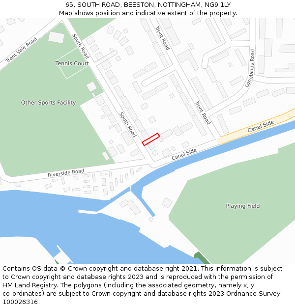 65, SOUTH ROAD, BEESTON, NOTTINGHAM, NG9 1LY: Location map and indicative extent of plot