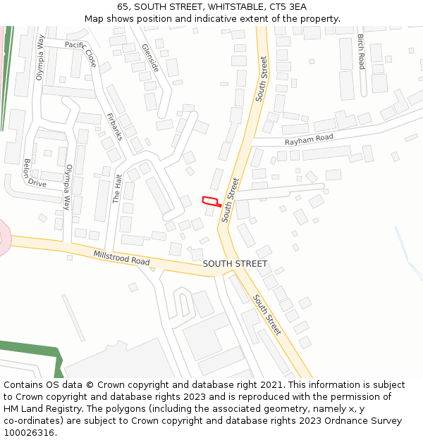 65, SOUTH STREET, WHITSTABLE, CT5 3EA: Location map and indicative extent of plot