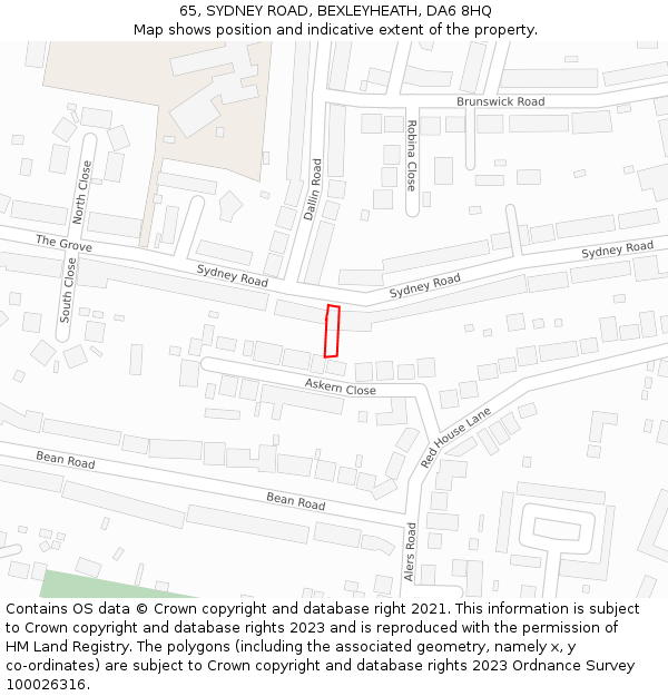 65, SYDNEY ROAD, BEXLEYHEATH, DA6 8HQ: Location map and indicative extent of plot