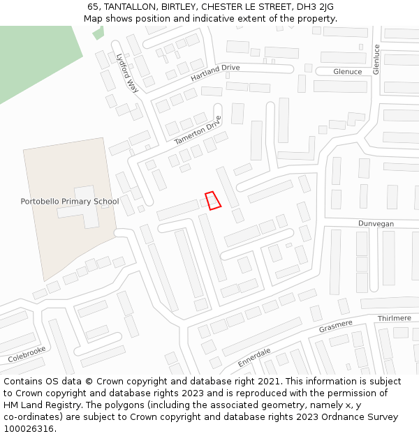 65, TANTALLON, BIRTLEY, CHESTER LE STREET, DH3 2JG: Location map and indicative extent of plot