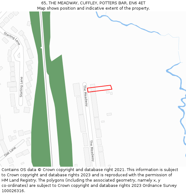 65, THE MEADWAY, CUFFLEY, POTTERS BAR, EN6 4ET: Location map and indicative extent of plot