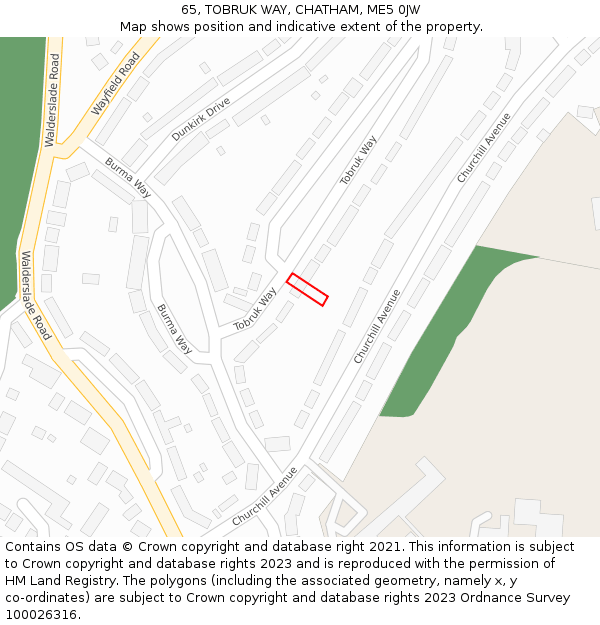 65, TOBRUK WAY, CHATHAM, ME5 0JW: Location map and indicative extent of plot