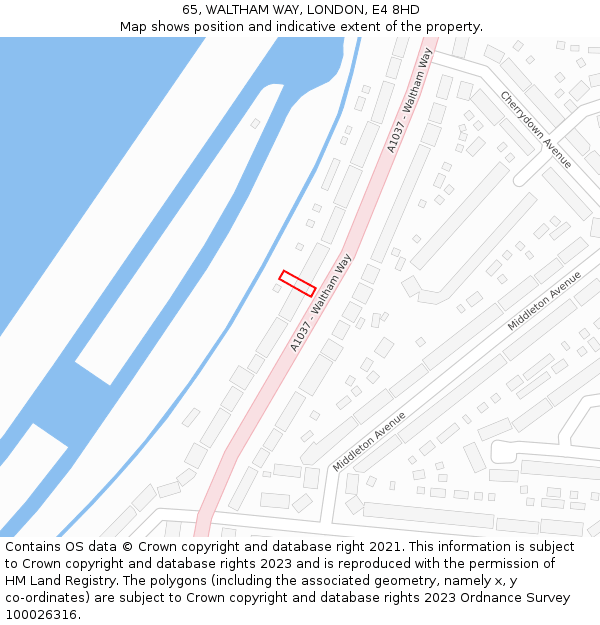 65, WALTHAM WAY, LONDON, E4 8HD: Location map and indicative extent of plot