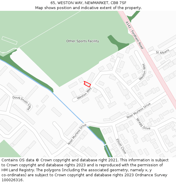 65, WESTON WAY, NEWMARKET, CB8 7SF: Location map and indicative extent of plot