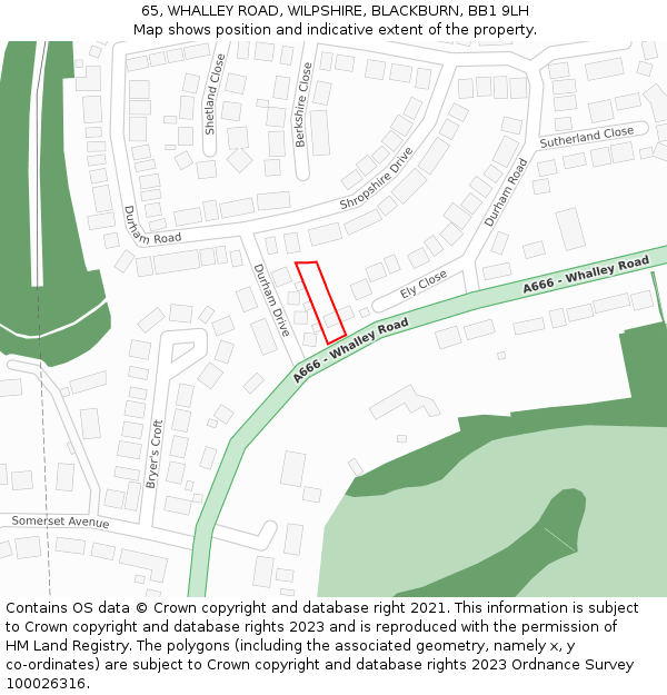 65, WHALLEY ROAD, WILPSHIRE, BLACKBURN, BB1 9LH: Location map and indicative extent of plot